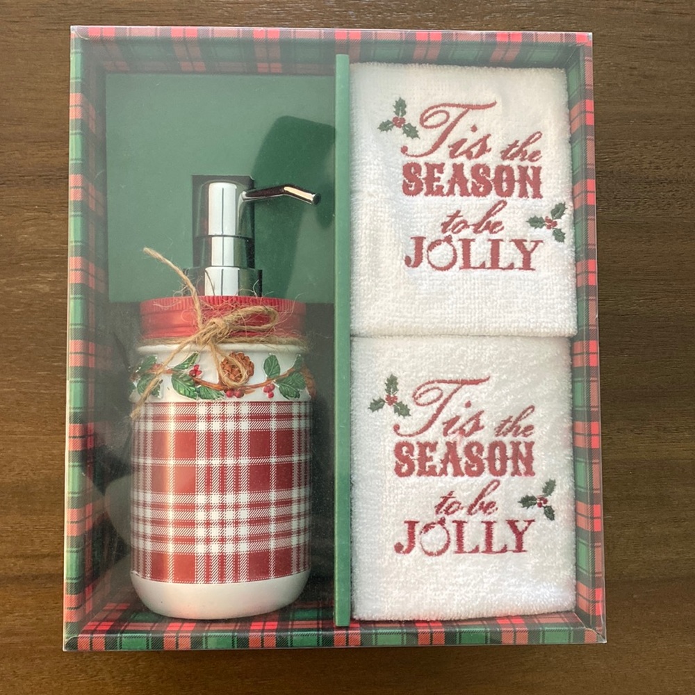 Tis The Season To Be Jolly Holiday Counter Dispenser & Towel Set
